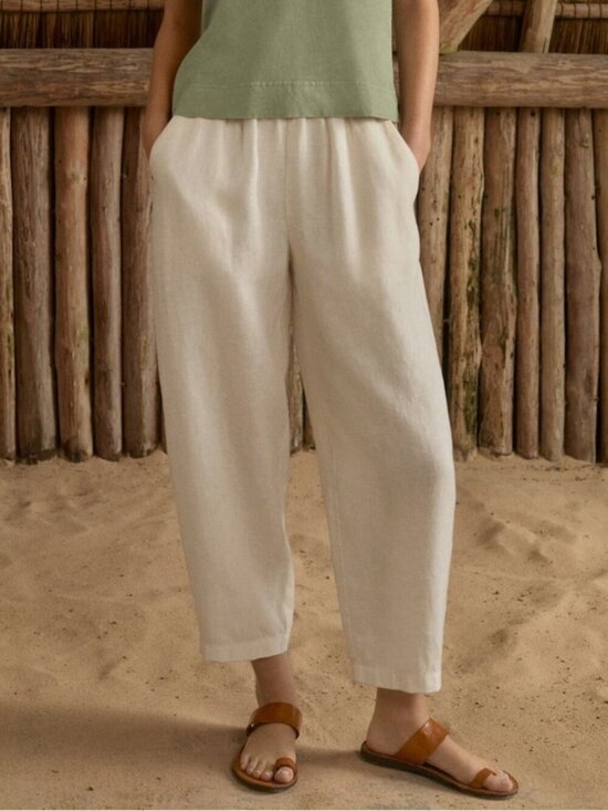 Poetry Pants - Poetry- Cropped Trousers Garment-dyed linen - light Yellow - us 12